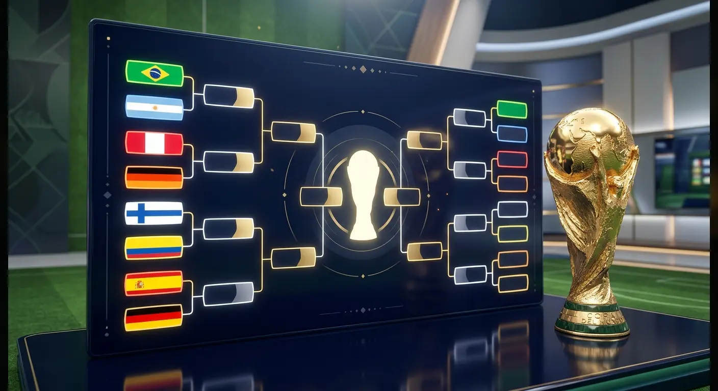 Panel gráfico del cuadro de octavos del Mundial 2026 con los ocho cruces de la Ronda de 16